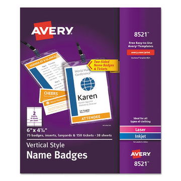 Avery® Lanyard-style Badge Holder W-laser-inkjet Inserts, Top Load, 4.25 X 6, We, 75-pk freeshipping - TVN Wholesale